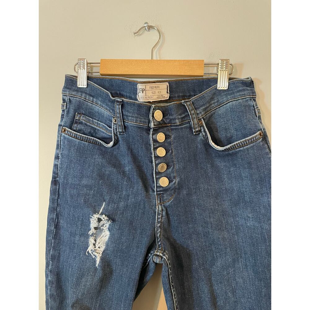 Free People Raw Edge Hem Destroyed Skinny Jean 29